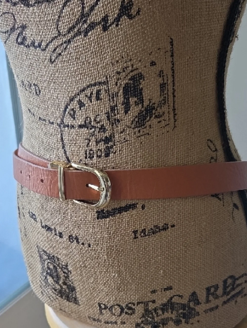 J.Crew Tan Leather Belt Gold Buckle 1” Wide Size L Classic Capsule Minimalist - Picture 3 of 16